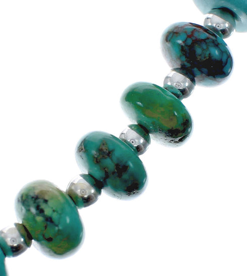 Native American Turquoise Sterling Silver Bead Necklace AX128204